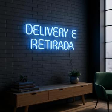 Imagem de Placa Neon Led Luminária Letreiro Delivery E Entrega 62cm A Escolher 127/220v (Azul Claro)