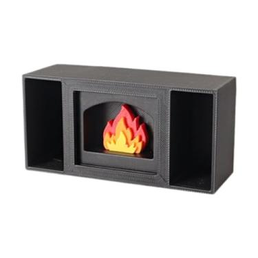 Imagem de Fenteer Materiais para Micro Paisagens com Lareira para Casa de Bonecas, Móveis em Miniatura para Sala de Estar, Decoração de Casa e Cozinha, Preto