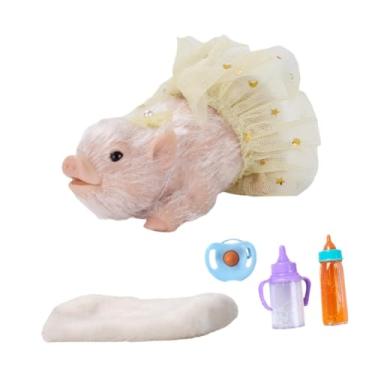Imagem de Dynwave Porquinho de silicone, brinquedo reborn, porquinho de estimação engraçado e criativo, boneco fofo de para crianças, presente de aniversário, Conjunto de Vestido Amarelo