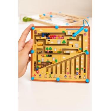 Imagem de Labirinto Magnético Montessori Educativo Infantil Brinquedo Anti Estresse Ideal para Crianças, Idosos e Autistas Estimula Raciocínio Lógico e Percepção Visual Inglês Cores e Números