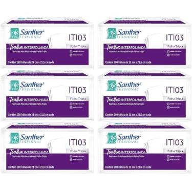 Imagem de Papel Toalha Folha Tripla Interfolhado 1200 Folhas Santher ITI03 Maxima Absorção Kits na Web