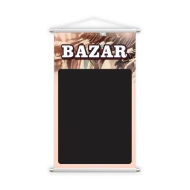 Imagem de banner Quadro Negro Decorativo Bazar, Lousa para Giz, Estilo Vintage, 120x60 cm, com Suporte para Pendurar