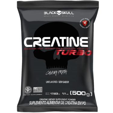 Imagem de Creatina Turbo Black Skull 500g Creatine Monohidratada Turbo Caveira Preta Refil-Unissex