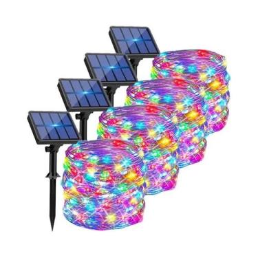 Imagem de Luzes De Cordão Solares Impermeáveis 4 Peças 8 Modos Luzes De Fada Par
