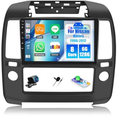 Imagem de [8 núcleos 6G + 128G] Android 15 estéreo para carro para Nissan Navara 2006-2012 com carro sem fio CarPlay Android Auto, tela sensível ao toque de 22.9 cm com link espelhado, WiFi/GPS, DSP, Bluetooth