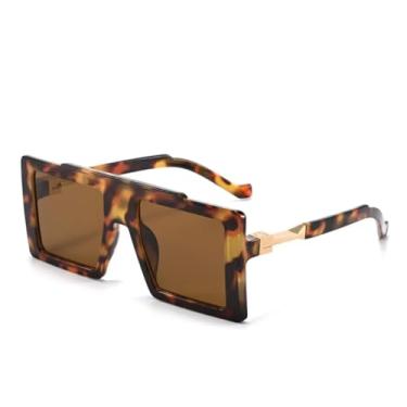 Imagem de Óculos de Sol Femininos Retrô com Armação Grossa e Degradê, Luxo e Versáteis para Homens e Mulheres, Proteção UV400 (Estampa de Leopardo)