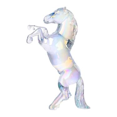 Imagem de KiBcsLic Estátua de Cavalo de Vidro, Peça Colecionável para Mesa, Centro de Mesa, Ornamento Feng Shui, Miniatura para Quarto, Escritório ou Dormitório, Style a