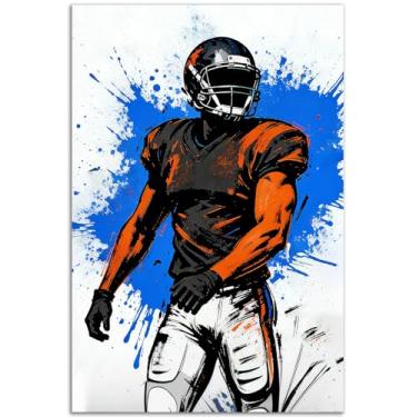 Imagem de TOCDGOO Impressão em tela de pôster de futebol americano colorido - Arte de parede motivacional sem moldura 40,6 x 61 cm para fãs de esportes, decoração de sala de jogos de caverna masculina