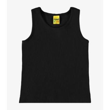 Imagem de Regata Infantil Feminina Em Ribana Rovi kids Preto-Feminino