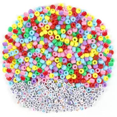 Imagem de 1000 peças de contas de pônei coloridas com letras mistas, kit de amizade kandi arco-íris para colar, joias, pulseiras, colares, trança de cabelo