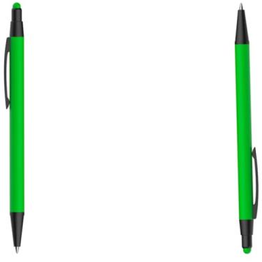 Imagem de Caneta Esferográfica de Metal com Ponta Touc Design Moderno, Emborrachada, Escrita Azul, 1mm, Corpo Cilíndrico, Ambidestro, 25g (Kit 2 Verde)