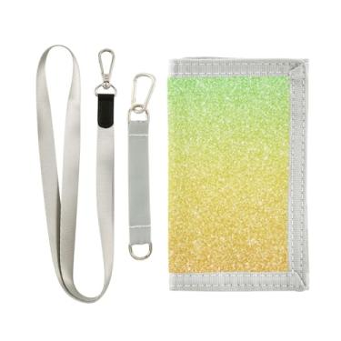 Imagem de GAIGEO Carteira feminina de nylon com glitter lavanda para crianças, meninos, meninas, porta-chaves e bolsos, Glitter verde e amarelo, one size