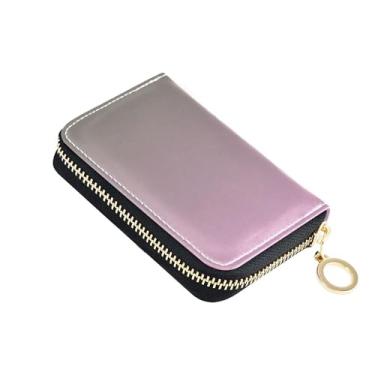 Imagem de Carteira feminina com zíper e porta-cartões com bloqueio de RFID, pequena carteira masculina com bolso para moedas, camuflagem, verde, pérola, rosa, gradiente