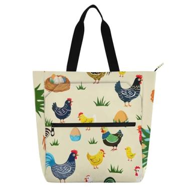 Imagem de Linda sacola de trabalho amarela de galinhas da fazenda para mulheres, bolsas de tecido de lona, faculdade, escola, uso diário, presente para amantes de livros