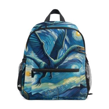 Imagem de GAIGEO Quetzalcoatlus Starry Night Toddlers Backpack with Whistle, Adjustable Chest Strap, Girl Backpack Lightweight & Compact for Ages 3-8