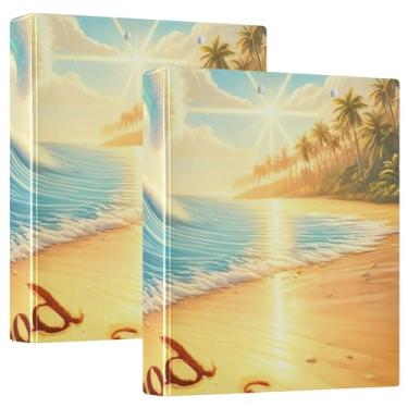 Imagem de Prancheta de transferência Beach Wave Good Vibes com 3 argolas, comporta 200 folhas, pasta de arquivo para material escolar e de escritório, pacote com 2