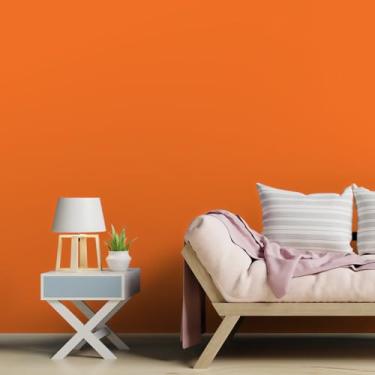 Imagem de FANCYEASY Papel de parede laranja brilhante descasque e cole papel de parede de cor sólida para quarto removível autoadesivo moderno papel de contato laranja impermeável rolo de vinil grosso para