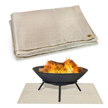 Imagem de Yasdyri Tapete de fogueira para deck à prova de fogo 93 x 100 cm para churrasqueira ao ar livre, protetor de deck resistente ao calor, tapete de fogão de madeira para pátio, gramado, fogões de barraca