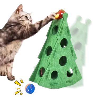 Imagem de Brinquedo Para Afiar Unhas De Gato - Com Bolas Com Sino, Arranhar Divertido, Interativo, De Feltro Para Acessórios Para Animais | Caixa De Brinquedos Para Gatos,Interior Exterior Brincadeira Treinamen