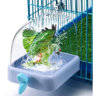 Imagem de AUDFA Banheira de pássaros para gaiola de pássaros pendurado para pássaros brinquedo periquito banheiras banheiras de banho papagaio banheira chuveiro água alimentador bandeja de alimentação de