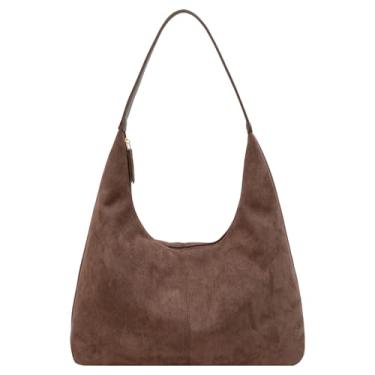 Imagem de Bolsas de camurça para mulheres, bolsa Hobo, retrô, bolsas de ombro despojadas, bolsa de camurça, Café D, One Size
