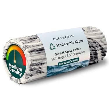 Imagem de Oceanfoam Rolo de espuma de exercício médio Sweet Spot 35,5 cm x 14 cm – Rolo de espuma de densidade média para fisioterapia, massagem profunda dos tecidos, ioga, pilates, textura ondulada exclusiva