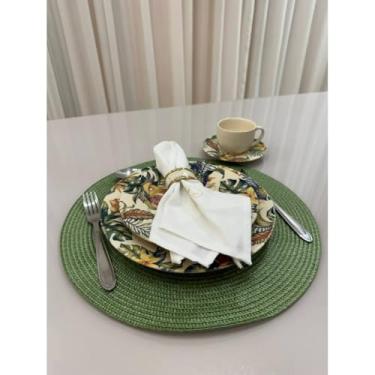 Imagem de Jogo Americano Mesa Posta Impermeável Redondo ou Retangular para Jantar e Eventos – Kit 4 ou 6 Lugares Decorativo Luxo (1. Verde Vibrante,6 unidades)