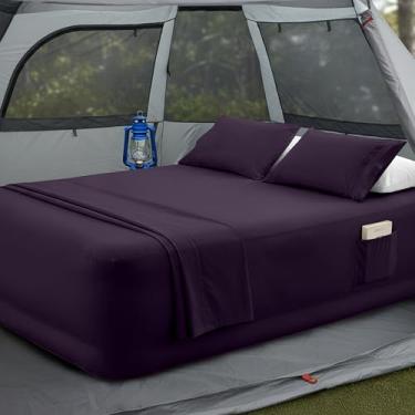 Imagem de Mocassi Jogo de lençol de cama de colchão de ar de 4 peças com bolso extra profundo de 40 a 61 cm - Conjunto de lençóis de 4 peças com bolsos inteligentes, ideal para camas de ar, trailers