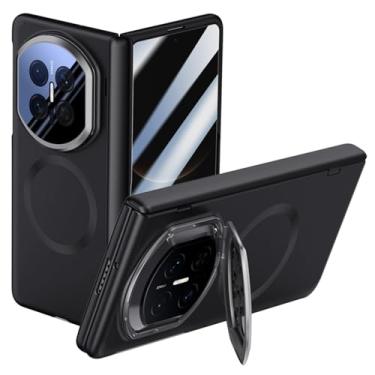 Imagem de LYJSMGZ Capa magnética para Huawei Mate X7, capa protetora de lente de proteção de privacidade integrada com membrana concha com suporte para dobradiça, preto, Mate X7