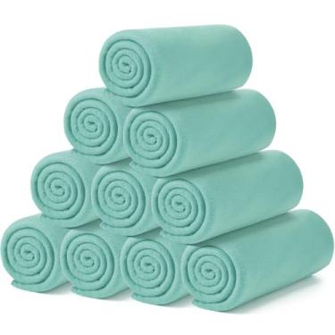 Imagem de Buryeah 10 mantas de lã a granel macias e quentes, aconchegantes de lã, leves, cobertor de pelúcia para casa, cama, sofá, escritório, presentes de casamento, viagens (127 x 152 cm, cinza azul)