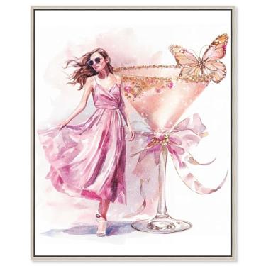 Imagem de Art Remedy Arte de parede moderna em tela Cocktail Gal II, moldura prateada, 51 x 61 cm