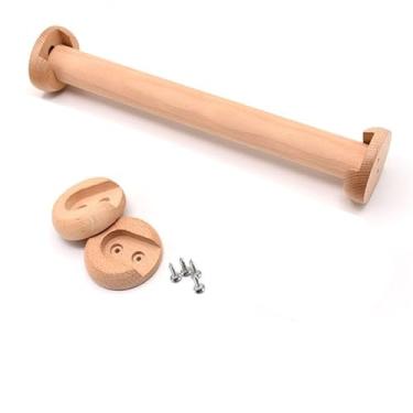 Imagem de YDJIANCAI 1 tubo redondo de madeira para guarda-roupa com base, haste de armário de guarda-roupa, haste de pendurar, corte personalizado no tamanho. Até 119 cm de comprimento (tamanho: 120 cm (47,2