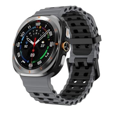 Imagem de KGFCE Faixa marinha para samsung galaxy watch ultra cinta 47mm acessórios esporte silicone correa pulseira para galaxy watch7 ultra 47mm cinta(Coal Black-Black)