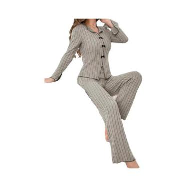 Imagem de Conjunto De Pijama Feminino De Manga Longa Para O Verão, Roupa De Dorm