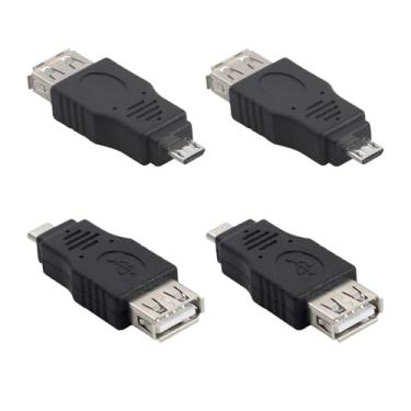 Imagem de Teansic 4 peças conector USB 2.0 fêmea para micro USB macho, adaptador tipo A para micro OTG para pen drive, teclado, mouse - compatível com telefones e tablets Android mais antigos (preto)