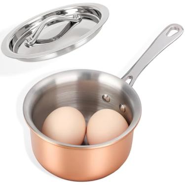 Imagem de Macevia Mini panela de molho com tampa, panela de aquecimento de manteiga de cobre para café e leite, mini panela de derretimento de manteiga, pequena, segura para lava-louças, uso multiuso para