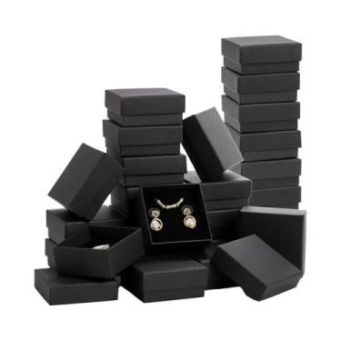 Imagem de Caixa De Presente De Joias Kraft Preta 32 Peças 7x7x2.5cm Organizador 