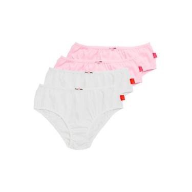 Imagem de Kit com 4 Calcinhas Infantil Sanny 222962, Branco, 6