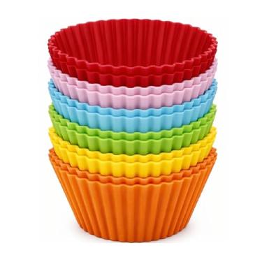 Imagem de Kit 12 Formas de Silicone para Cupcake, Muffin, Bolinho, Assadeira, Air Fryer, Cores Variadas, Resistente a Temperatura, Forminhas, Livre de BPA – Qualidade Premium