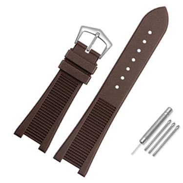 Imagem de TPUOTI Pulseiras de relógio acessórios são adequados para Patek Philippe 5711 5712G Nautilus Watch Chain Special Notch Silicone Strap 24-13mm (Cor: Marrom prata, Tamanho: 24-13mm)