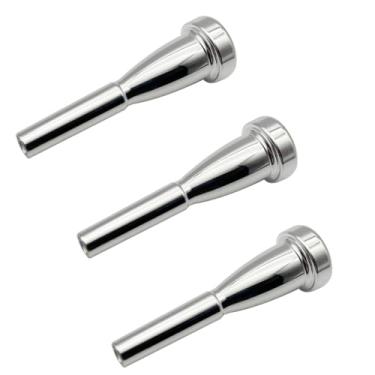 Imagem de Missmore Conjunto de bocal de trompete 3C 5C 7C banhado a prata - Acessório profissional de instrumento de latão para iniciantes, intermediários e avançados - Kit de bocal de trompete (conjunto forma