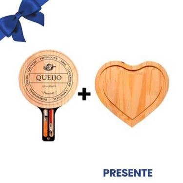 Imagem de OFERTA KIT 2 Tábuas de Madeira, Premium e Coração para Frios, Queijos 