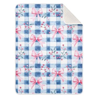 Imagem de Wassud Cobertor de bebê com estampa xadrez de laço para meninos e meninas, cobertor de bebê para recém-nascido, essencial para recém-nascidos, cobertores macios 76 x 101 cm