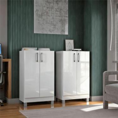 Imagem de Armário Multiuso Versati com 4 Portas e 5 Prateleiras Poquema, Branco