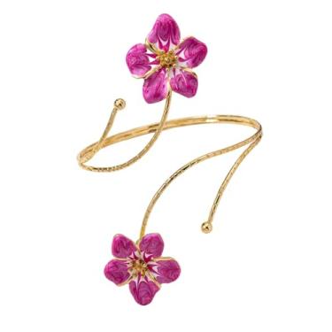 Imagem de MakeMeChic Pulseira feminina com flor de 18 quilates, ouro, joia de praia, One-Size, Tecido macio, Sem Pedra Preciosa