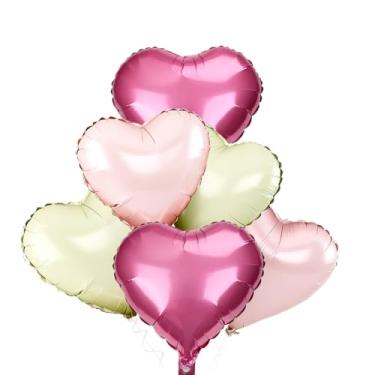 Imagem de 8 balões de coração rosa de 45 cm, balões de hélio em forma de coração de bebê para aniversário, casamento, noivado, festa do dia dos namorados