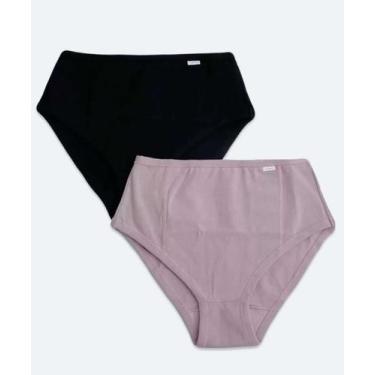 Imagem de Kit 2 Calcinhas Cintura Alta Básica Moderna-57195, Preto, Roxo, P