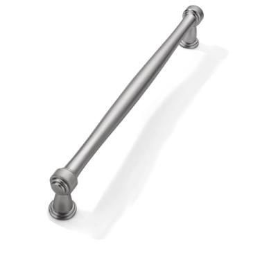 Imagem de CABDM Pacote com 2 puxadores de armário de níquel acetinado escovado de centro a centro de 203 mm para armários armários sólidos puxadores de gaveta resistentes cômodos cozinhas quartos