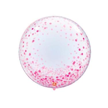 Imagem de Balão Bolha Confetti Rosa - 1 unidade - 61cm (24'') - Balões São Roque