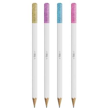 Imagem de Lápis Preto Sextavado TRIS Dreamy Pastel Glitter 4 Cores Pote com 36 -
